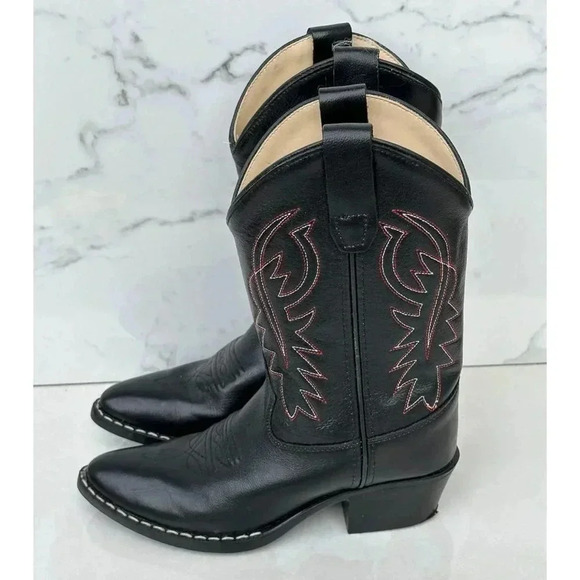 Cody James Kids Pull On Mid Calf Cowboy Western Black Leather Boots Sz 21 - Picture 3 of 13